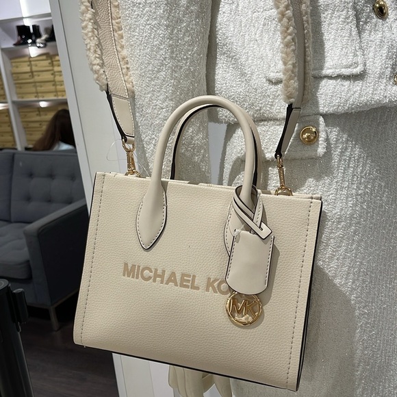 Michael Kors Mirella Small Pebbled Leather Shopper Top Zip Crossbody XBody Bag - Picture 8 of 16